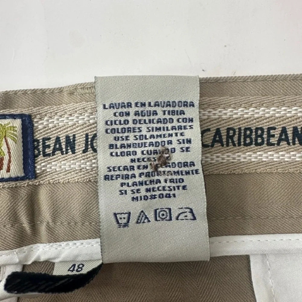 Caribbean Joe Pleated Shorts Khaki Casual Comfort‎ Fit Men's Size 48
